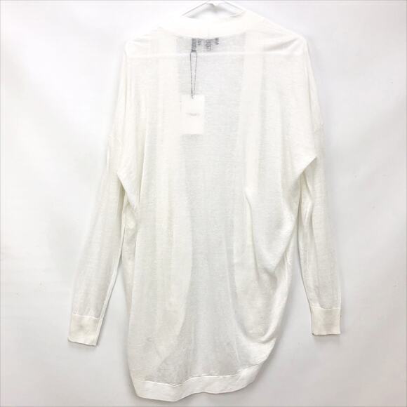 Theory Womens Sag Harbor Cardigan Small White Open Front Linen Lightweight NWT - Picture 6 of 9